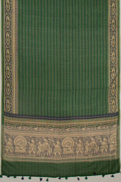 Chanderi Cotton Kanta Work Green Saree