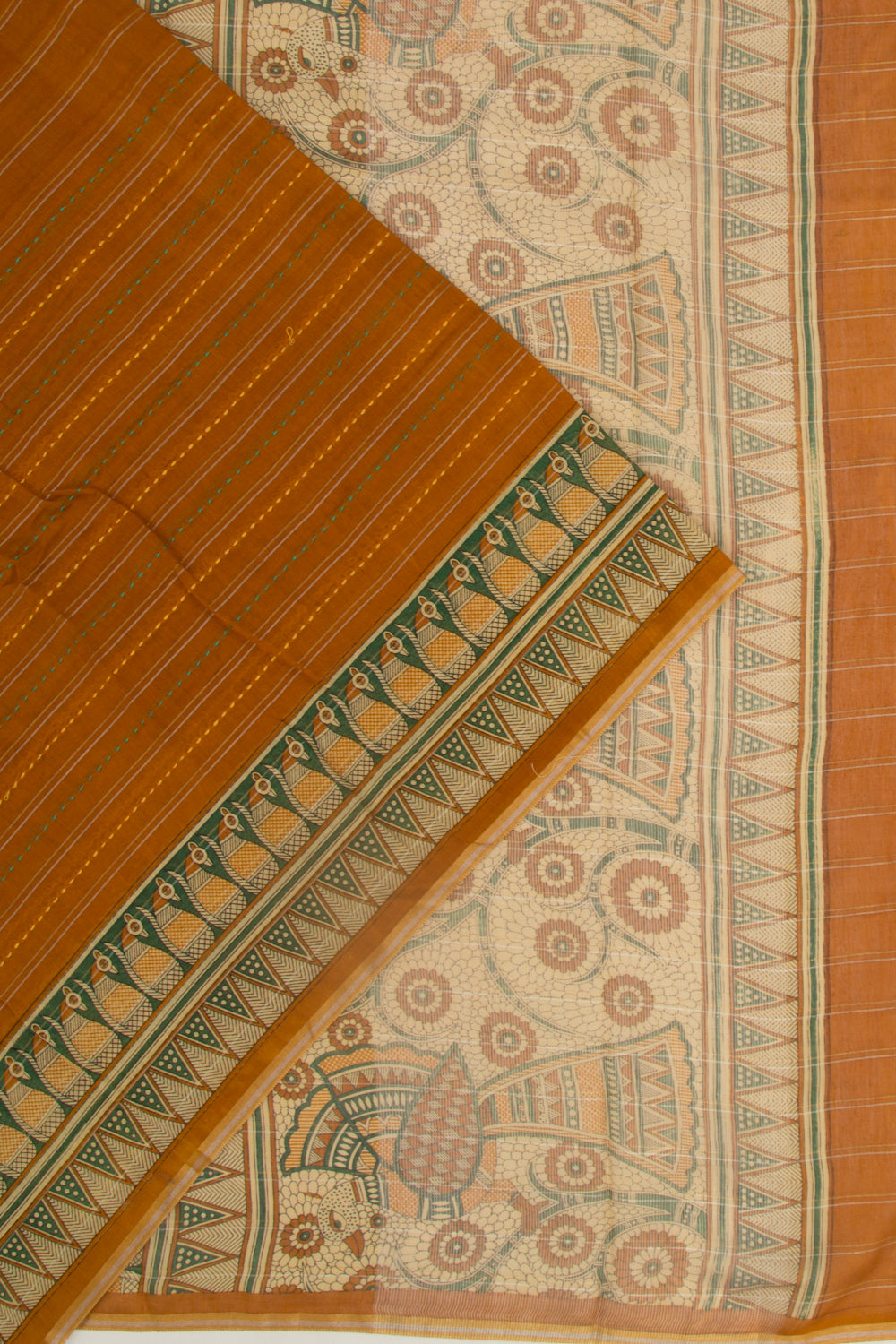 Chanderi Cotton Kanta Work Mustard Yellow Saree