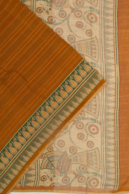 Chanderi Cotton Kanta Work Mustard Yellow Saree