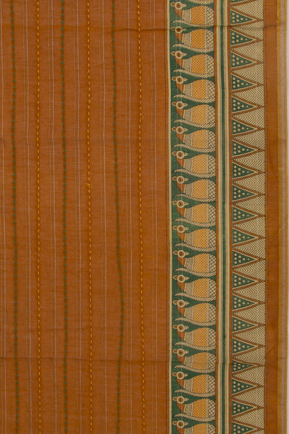 Chanderi Cotton Kanta Work Mustard Yellow Saree