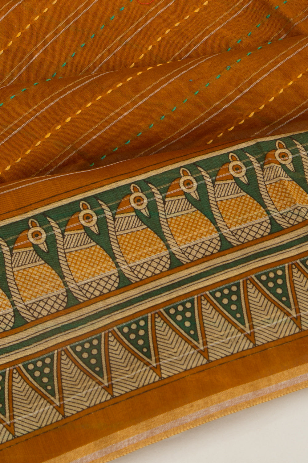 Chanderi Cotton Kanta Work Mustard Yellow Saree