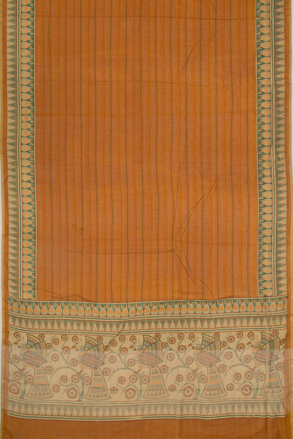 Chanderi Cotton Kanta Work Mustard Yellow Saree