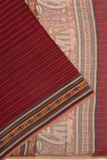 Chanderi Cotton Kanta Work Maroon Saree