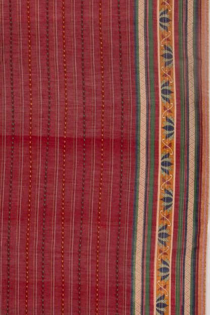 Chanderi Cotton Kanta Work Maroon Saree