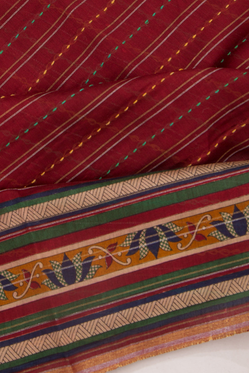 Chanderi Cotton Kanta Work Maroon Saree