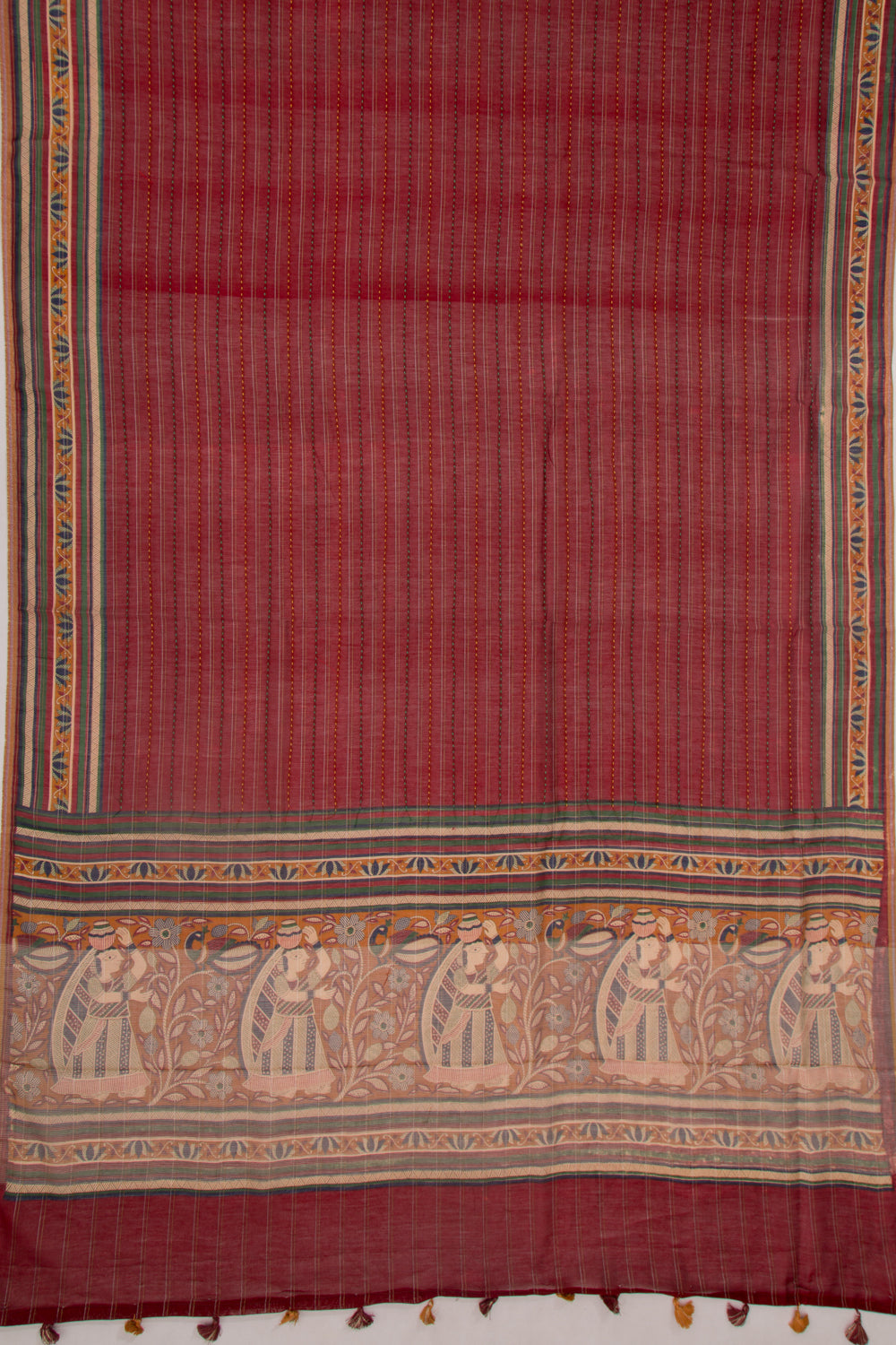 Chanderi Cotton Kanta Work Maroon Saree