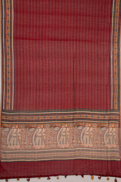 Chanderi Cotton Kanta Work Maroon Saree