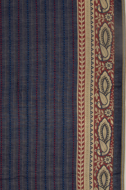 Chanderi Cotton Kanta Work Dark Blue Saree