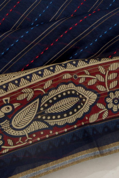 Chanderi Cotton Kanta Work Dark Blue Saree