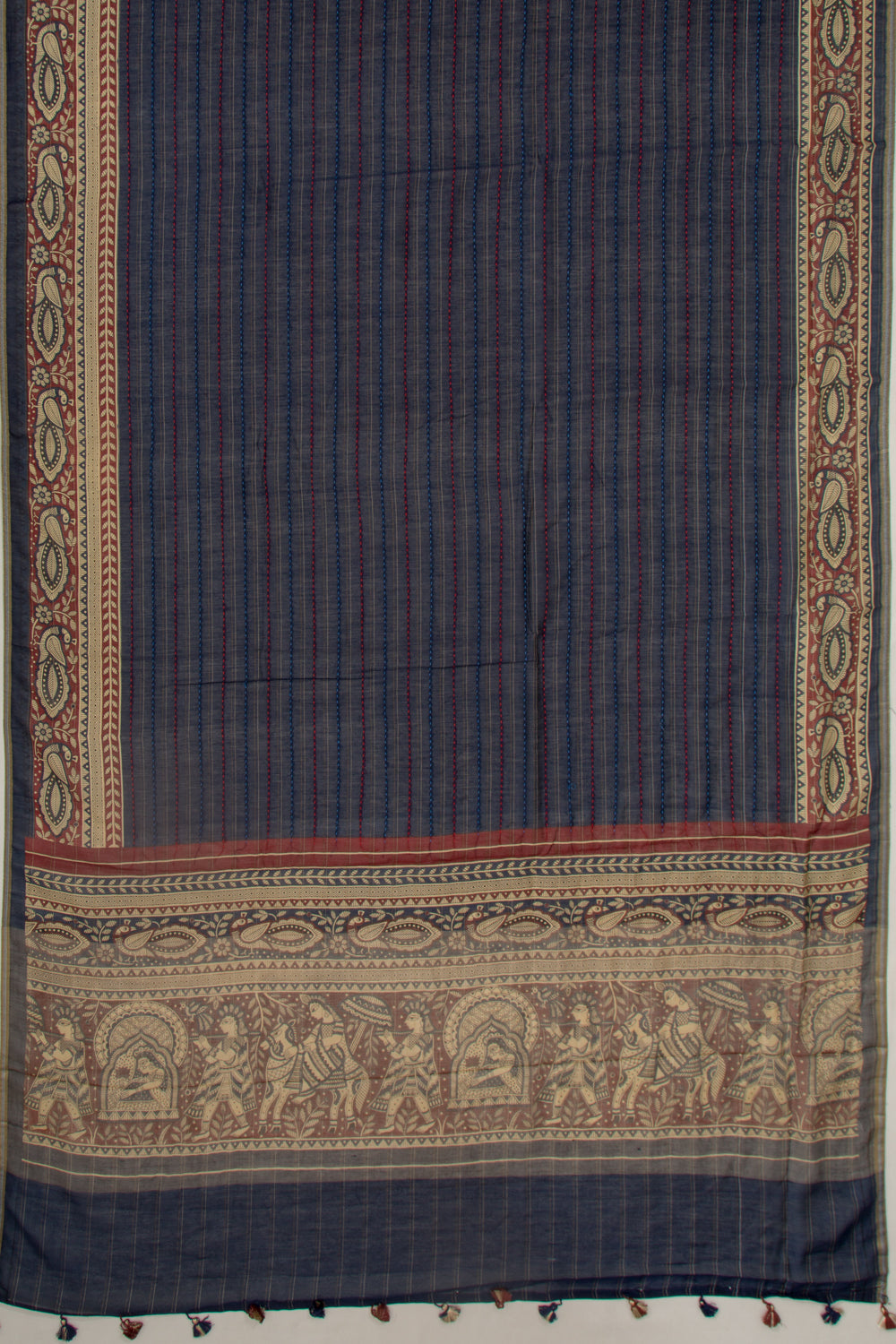 Chanderi Cotton Kanta Work Dark Blue Saree