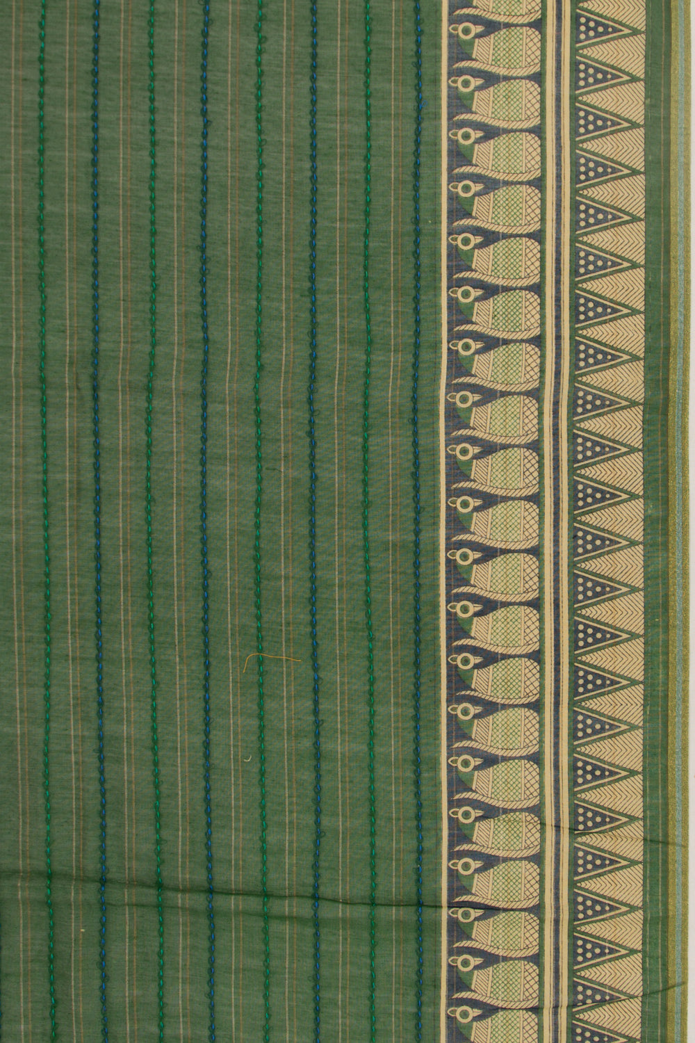 Chanderi Cotton Kanta Work Green Saree