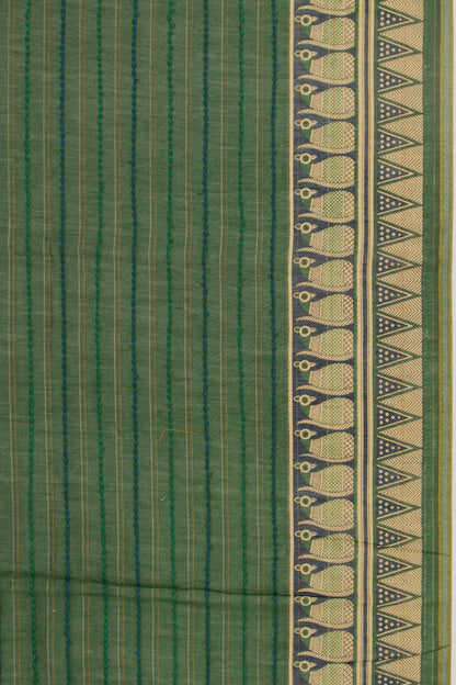 Chanderi Cotton Kanta Work Green Saree