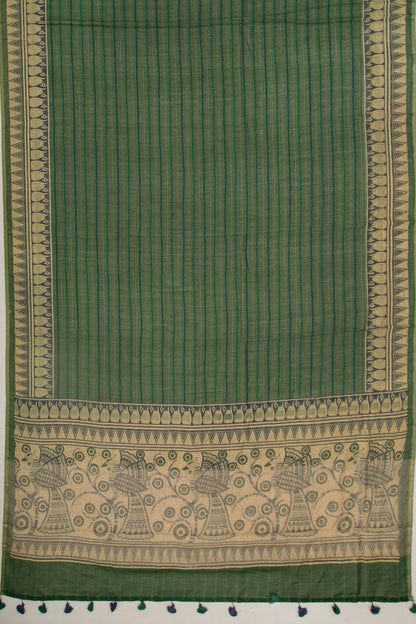 Chanderi Cotton Kanta Work Green Saree