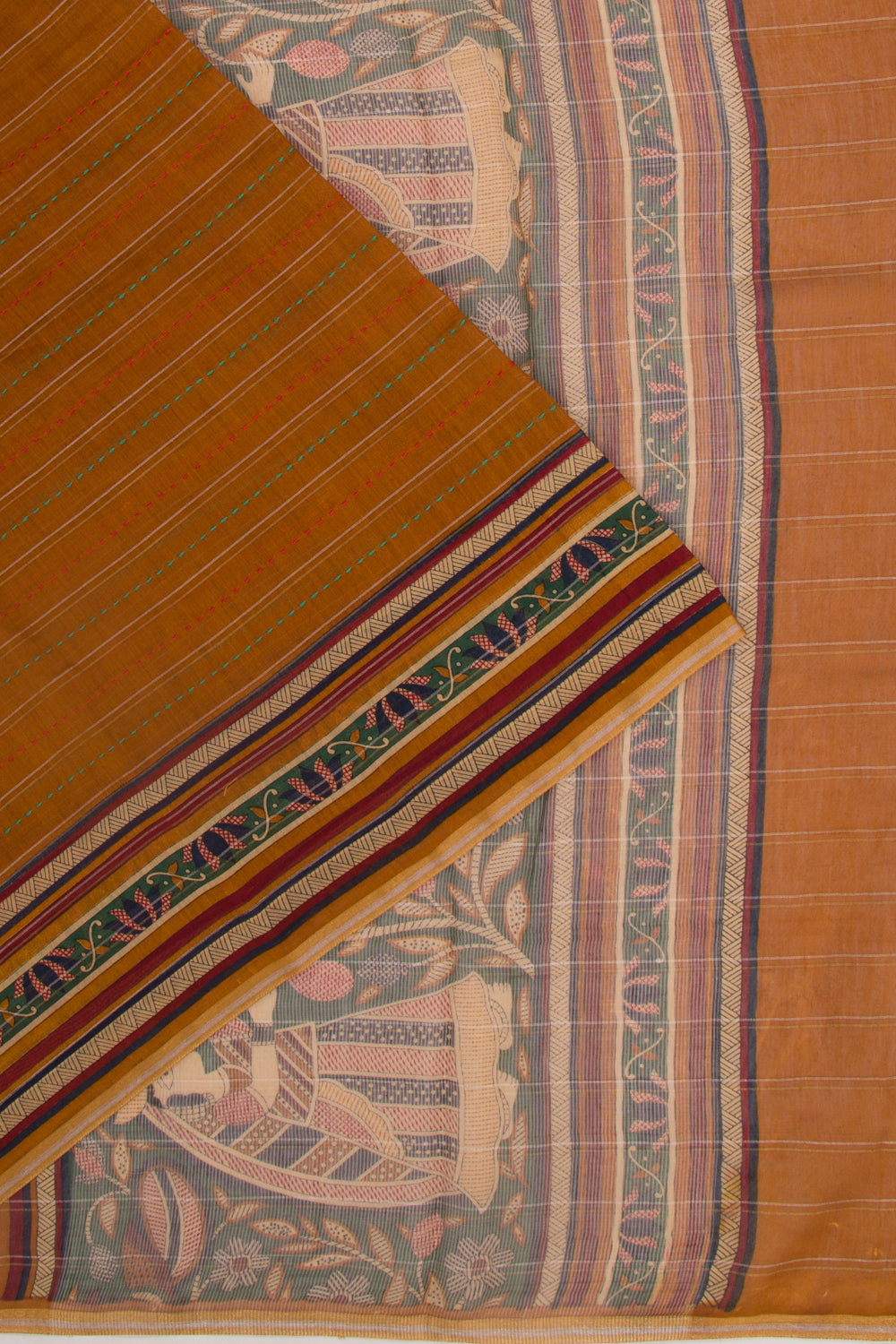 Chanderi Cotton Kanta Work Mustard Yellow Saree