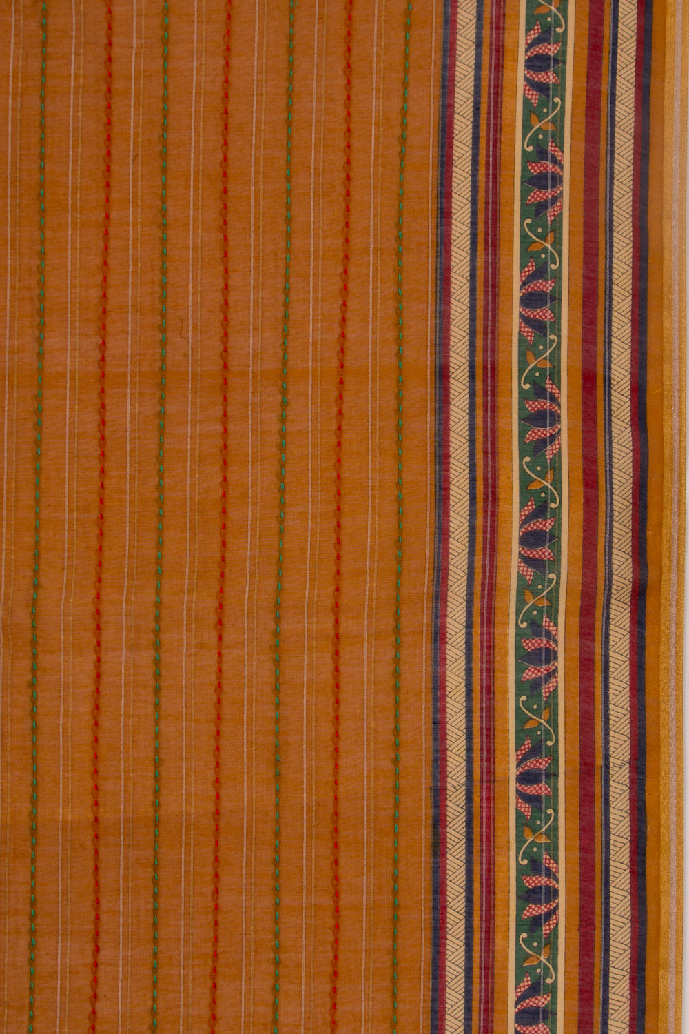 Chanderi Cotton Kanta Work Mustard Yellow Saree