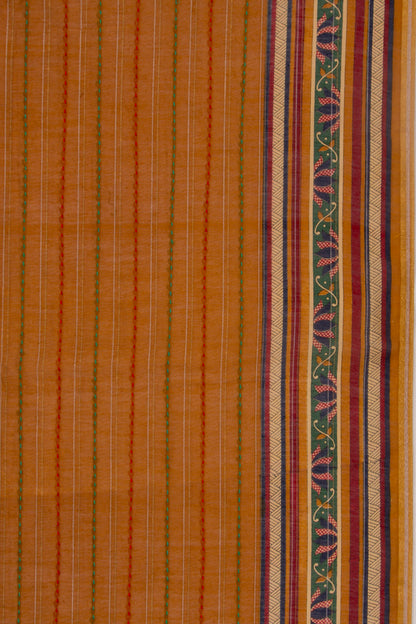 Chanderi Cotton Kanta Work Mustard Yellow Saree