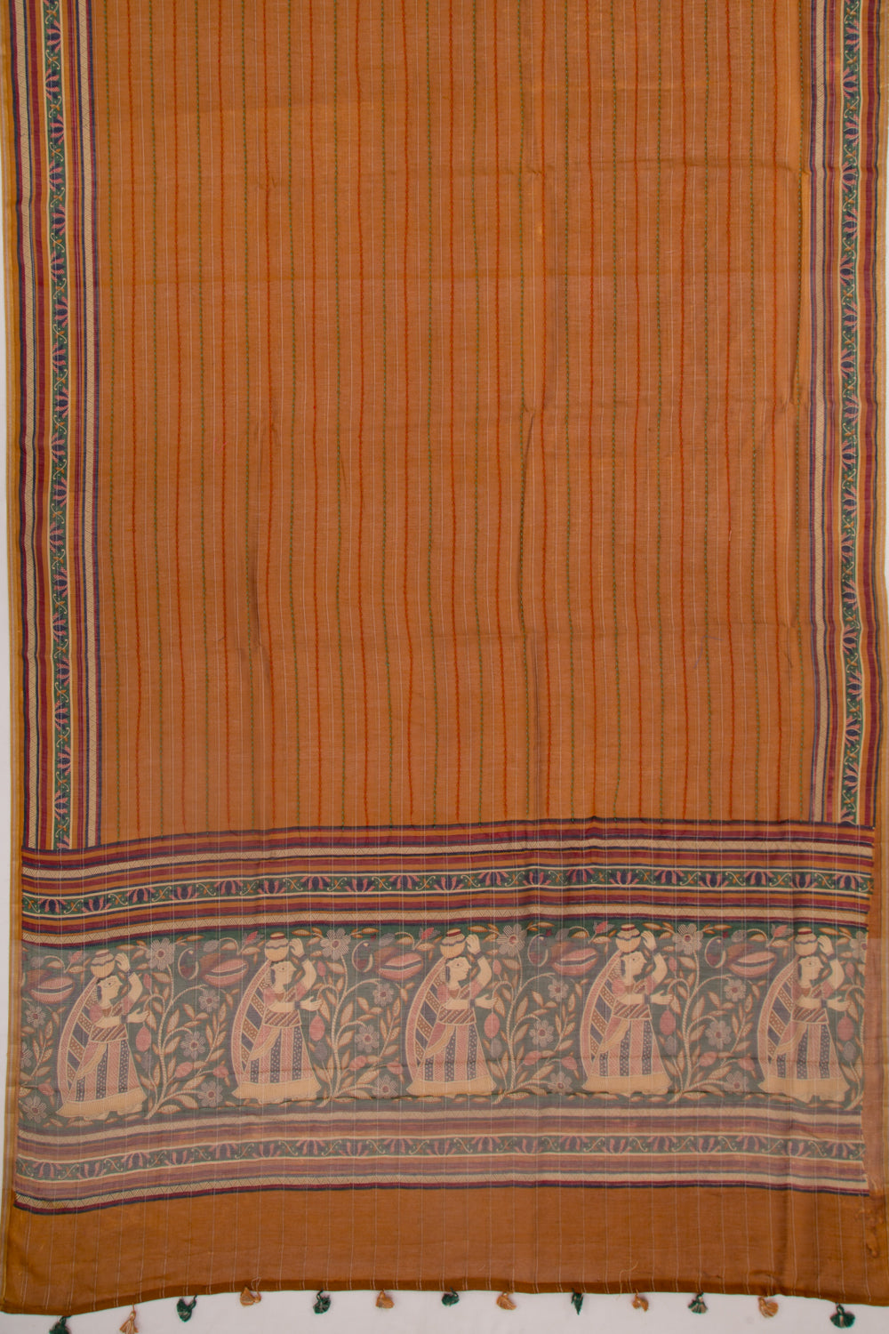 Chanderi Cotton Kanta Work Mustard Yellow Saree