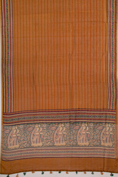 Chanderi Cotton Kanta Work Mustard Yellow Saree