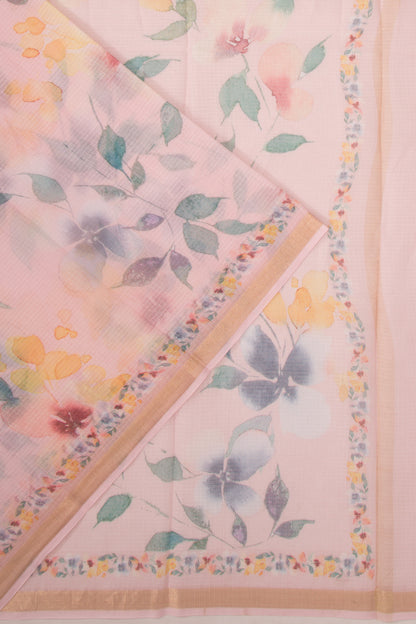 Kota Soft Silk Floral Printed Baby Pink Saree