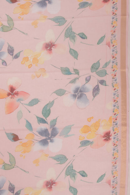 Kota Soft Silk Floral Printed Baby Pink Saree