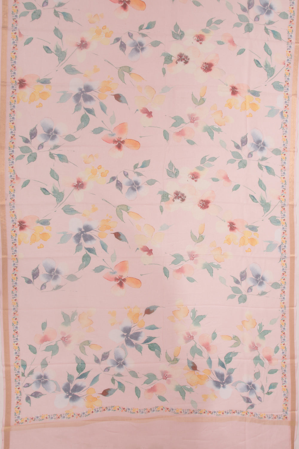 Kota Soft Silk Floral Printed Baby Pink Saree