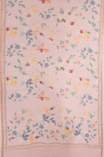 Kota Soft Silk Floral Printed Baby Pink Saree