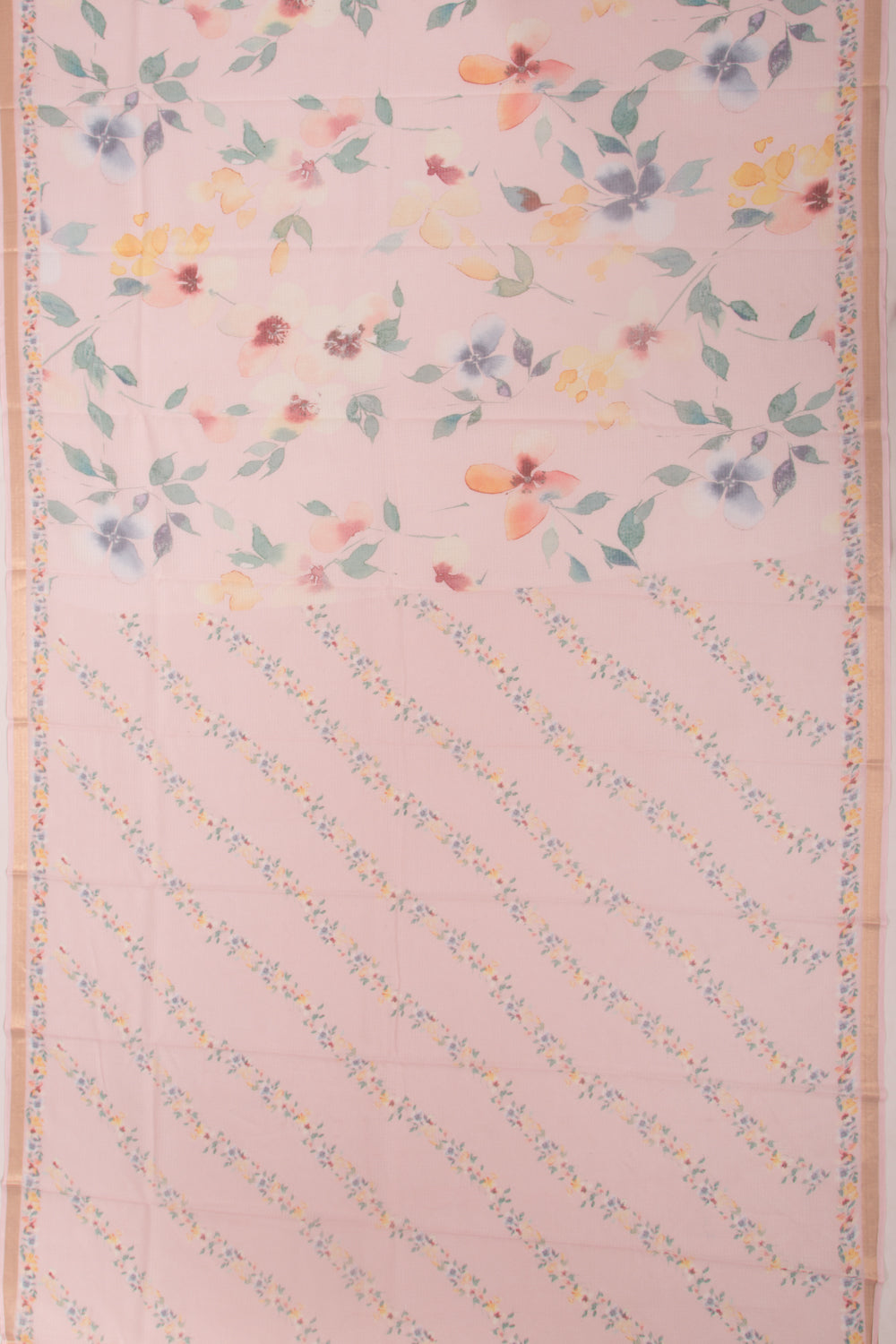 Kota Soft Silk Floral Printed Baby Pink Saree