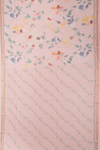 Kota Soft Silk Floral Printed Baby Pink Saree