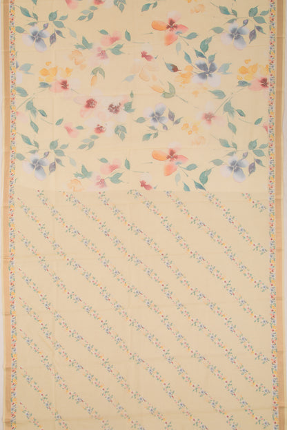 Kota Soft Silk Floral Printed Lemon Yellow Saree