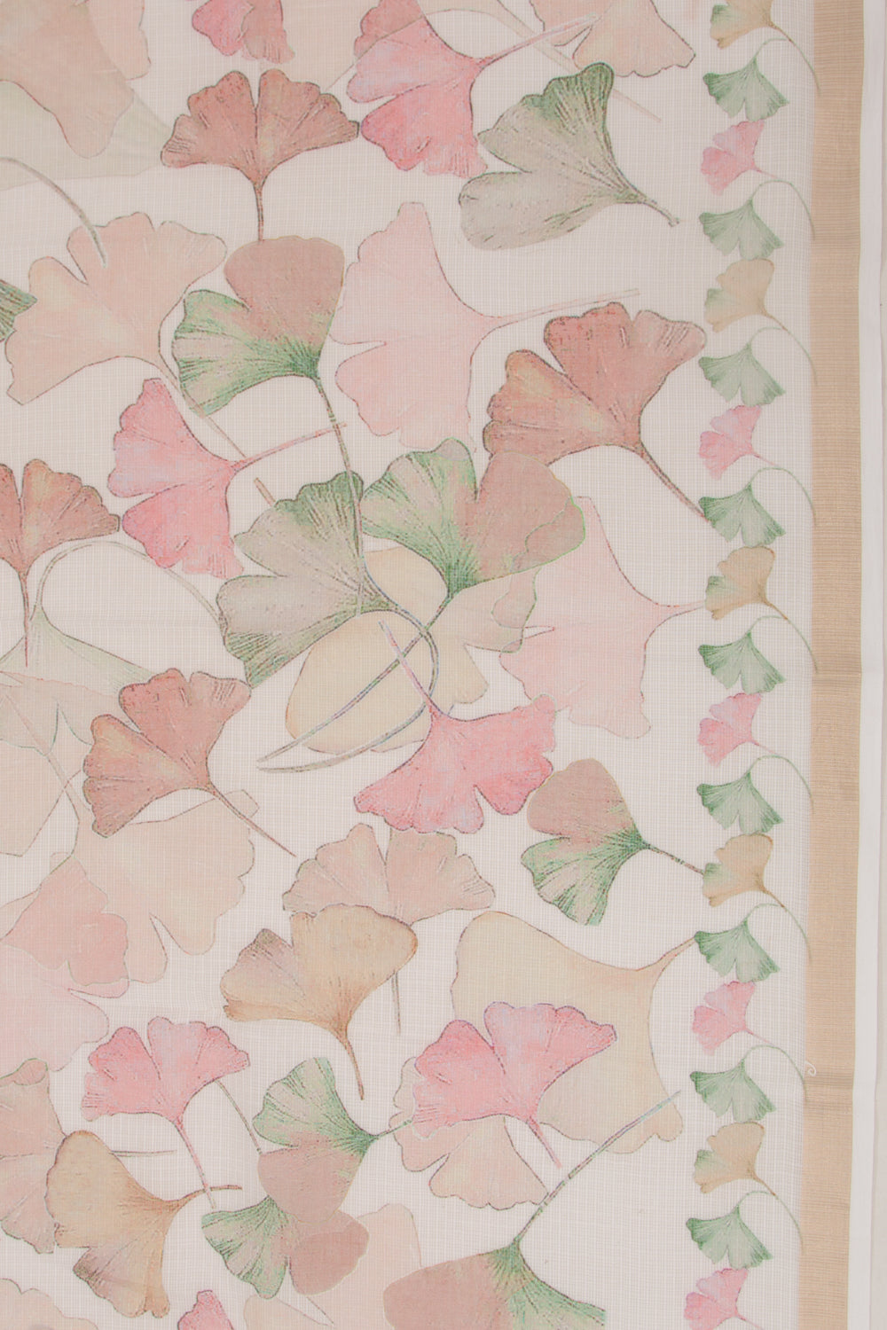 Kota Soft Silk Floral Printed White Saree