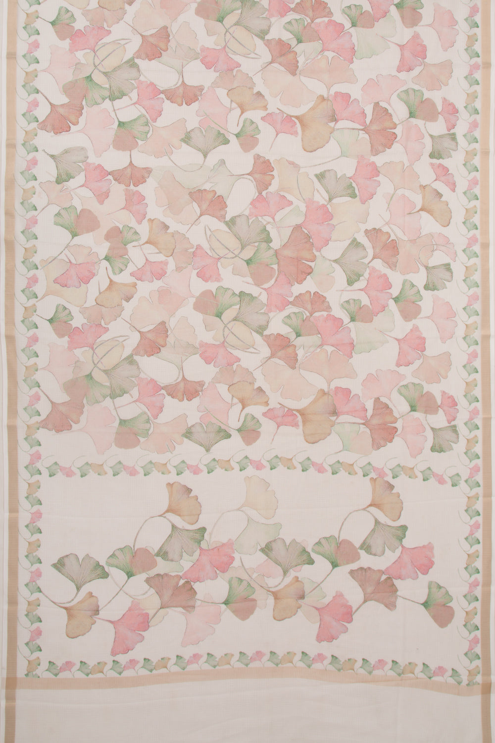 Kota Soft Silk Floral Printed White Saree