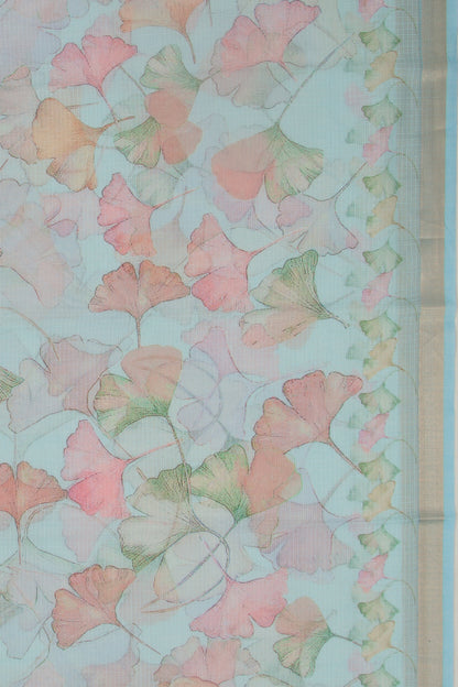 Kota Soft Silk Floral Printed Sky Blue Saree