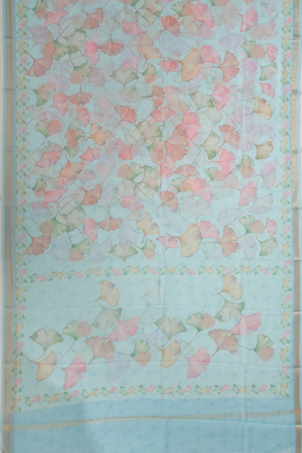 Kota Soft Silk Floral Printed Sky Blue Saree