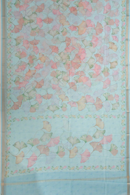 Kota Soft Silk Floral Printed Sky Blue Saree