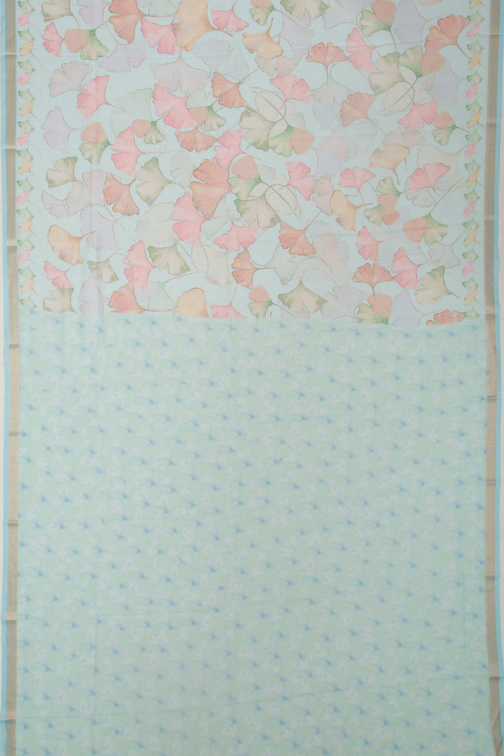 Kota Soft Silk Floral Printed Sky Blue Saree