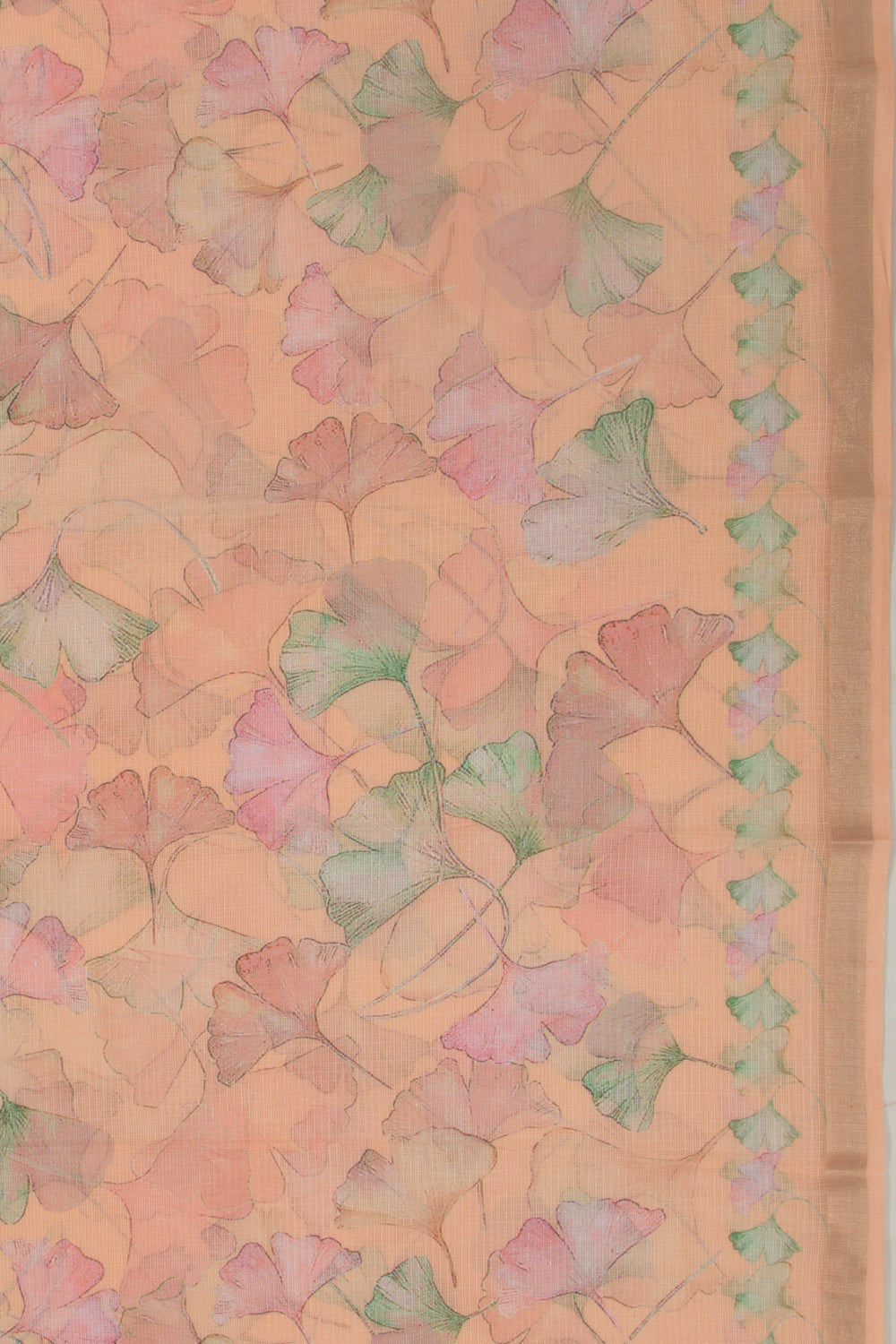 Kota Soft Silk Floral Printed Pastel Orange Saree