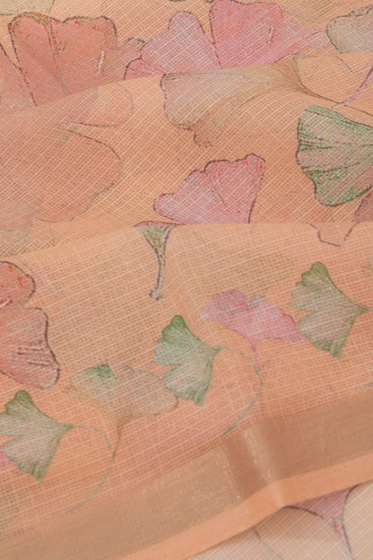 Kota Soft Silk Floral Printed Pastel Orange Saree