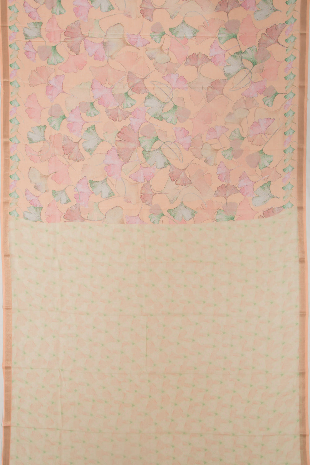 Kota Soft Silk Floral Printed Pastel Orange Saree