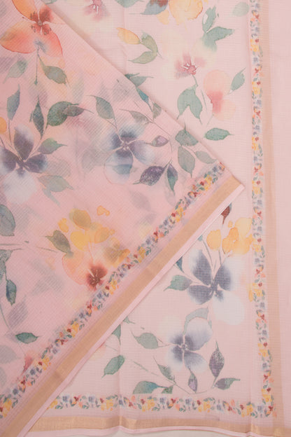 Kota Soft Silk Floral Printed Baby Pink Saree