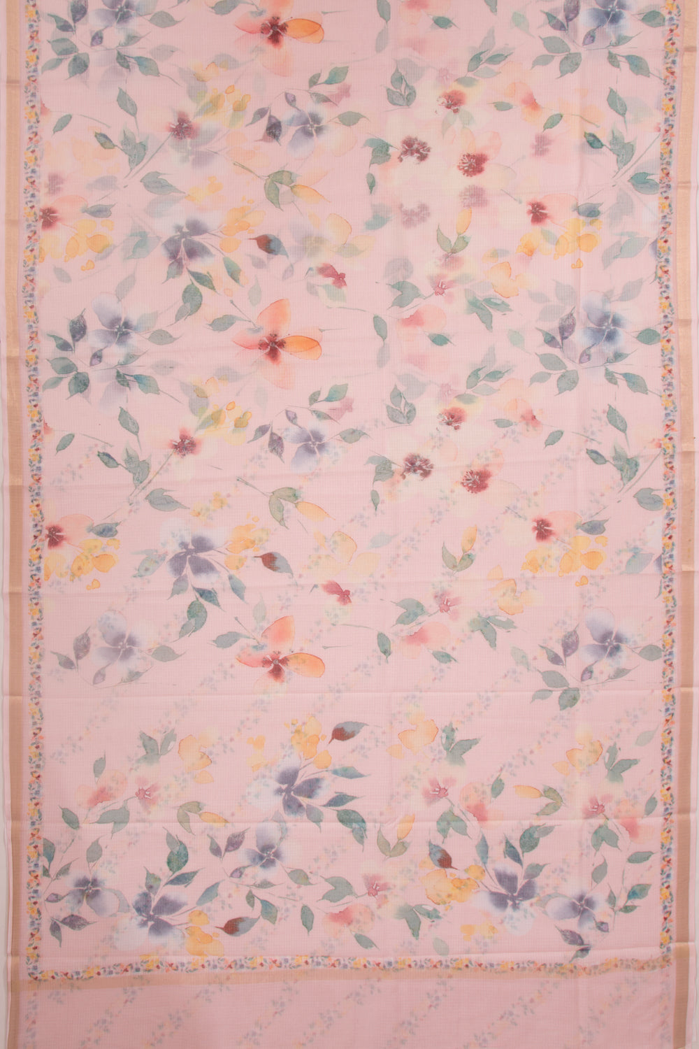 Kota Soft Silk Floral Printed Baby Pink Saree