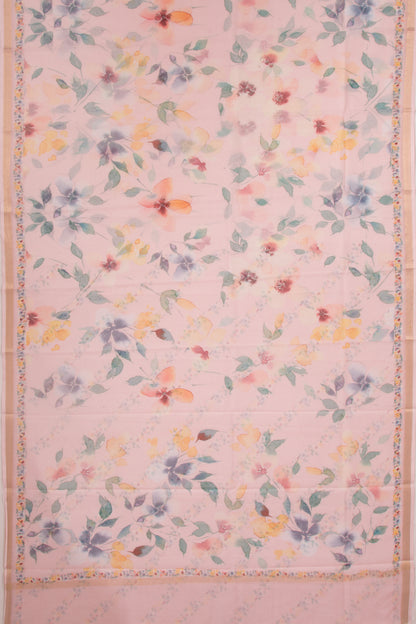 Kota Soft Silk Floral Printed Baby Pink Saree