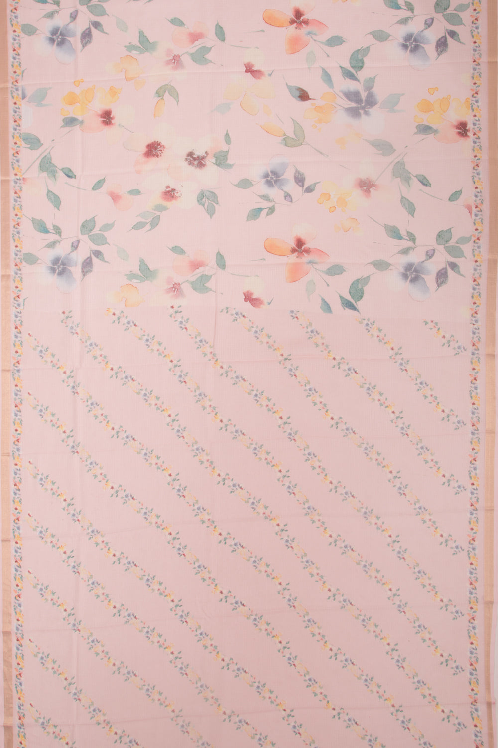 Kota Soft Silk Floral Printed Baby Pink Saree