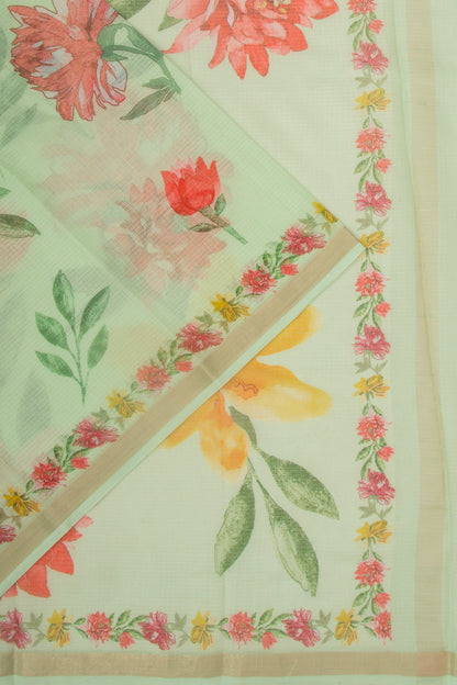 Kota Soft Silk Floral Printed Pastel Green Saree