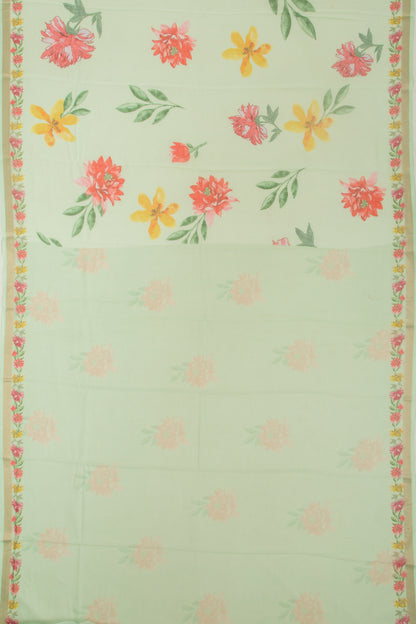 Kota Soft Silk Floral Printed Pastel Green Saree