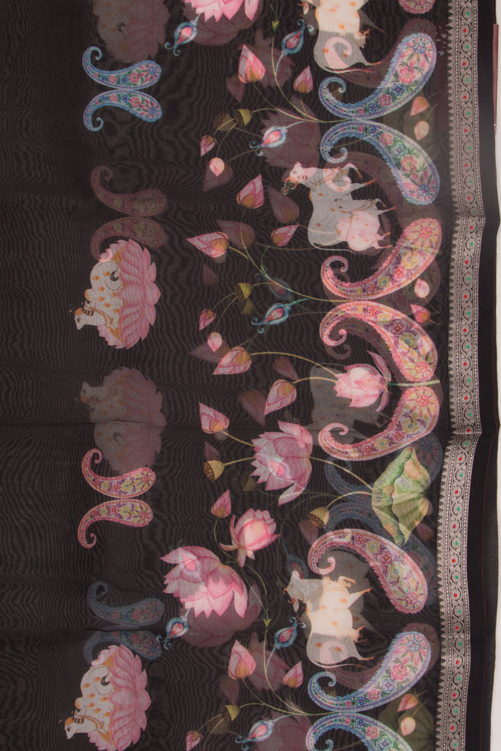 Organza Pichwai Printed Black Saree