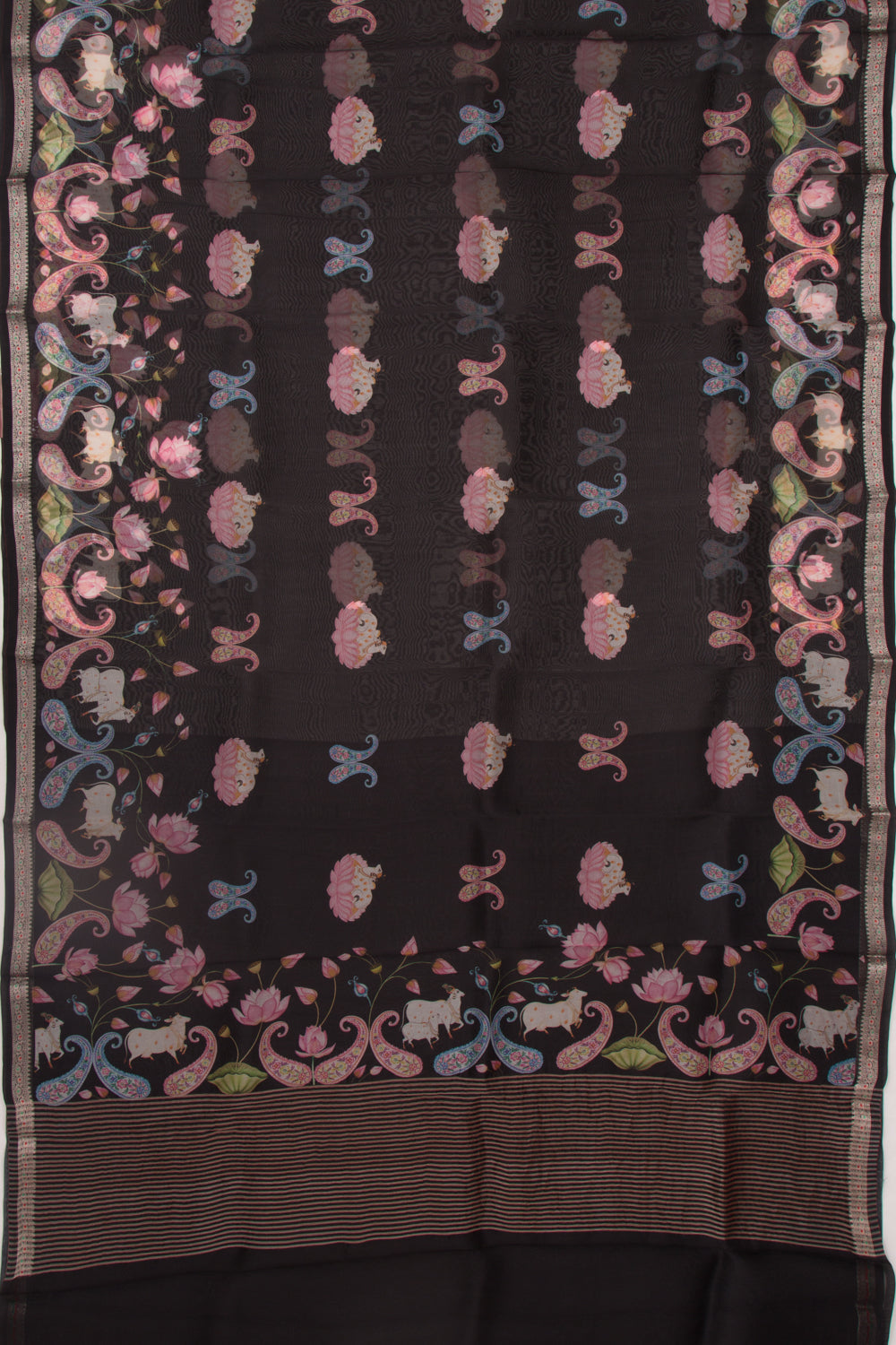 Organza Pichwai Printed Black Saree