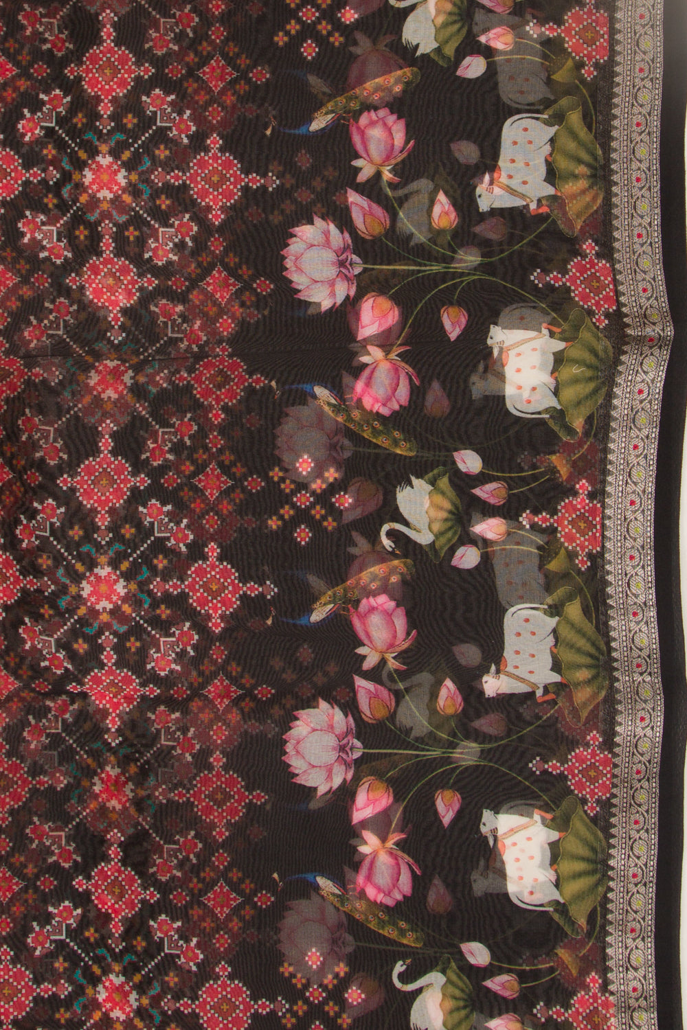 Organza Printed Black Saree