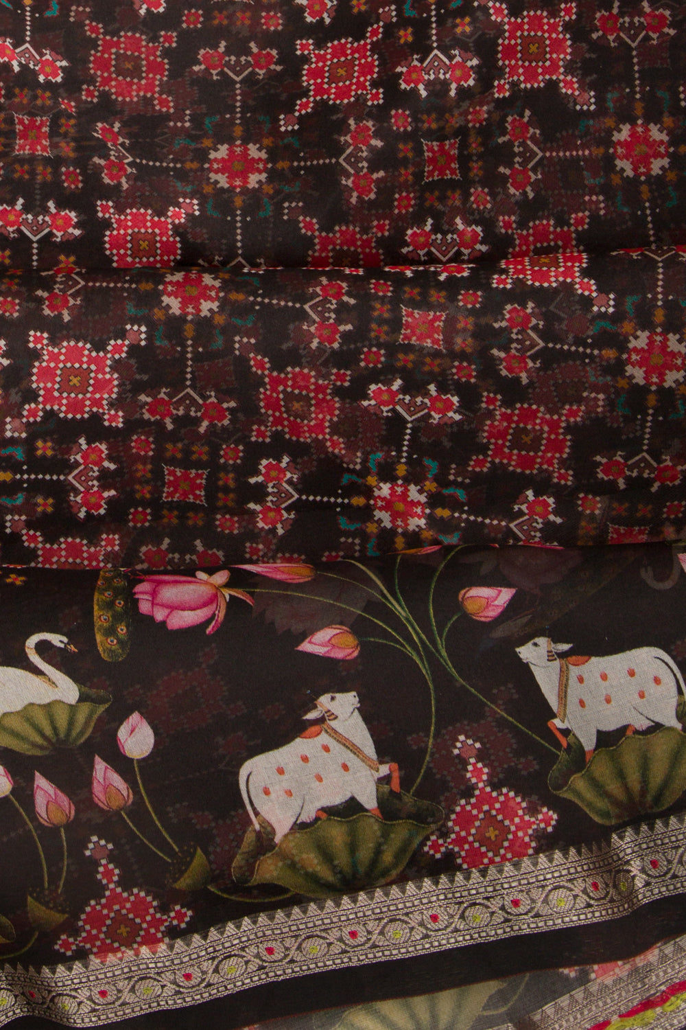 Organza Printed Black Saree