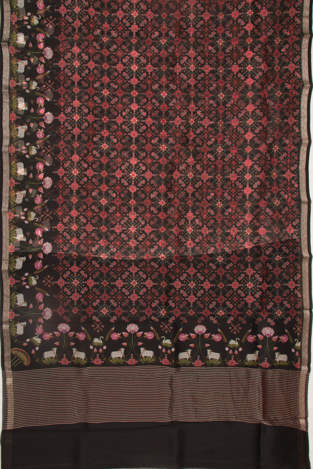 Organza Printed Black Saree
