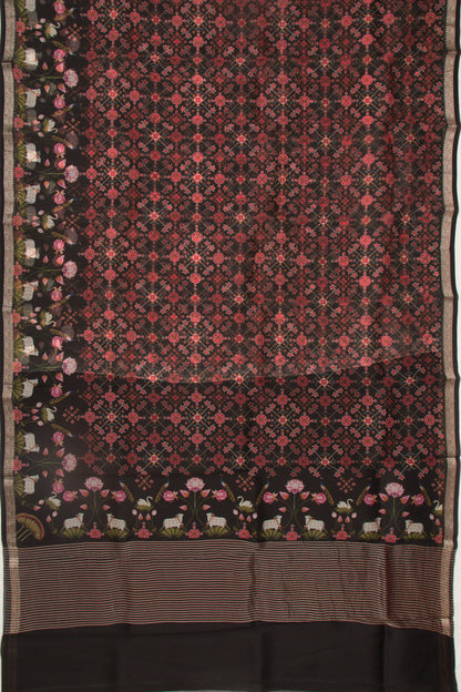 Organza Printed Black Saree